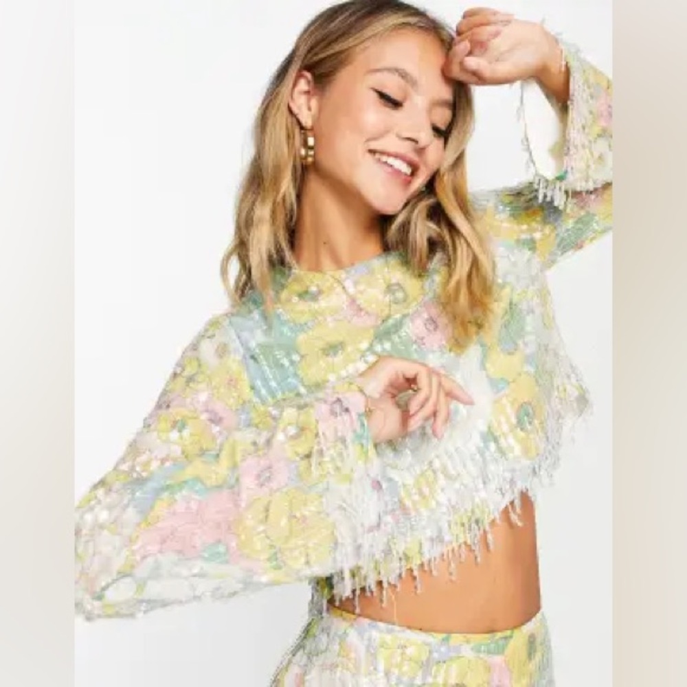 ASOS floral sequin top size 4